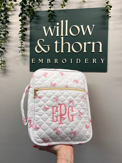 Monogrammed Zippered Bible Cover with Handle