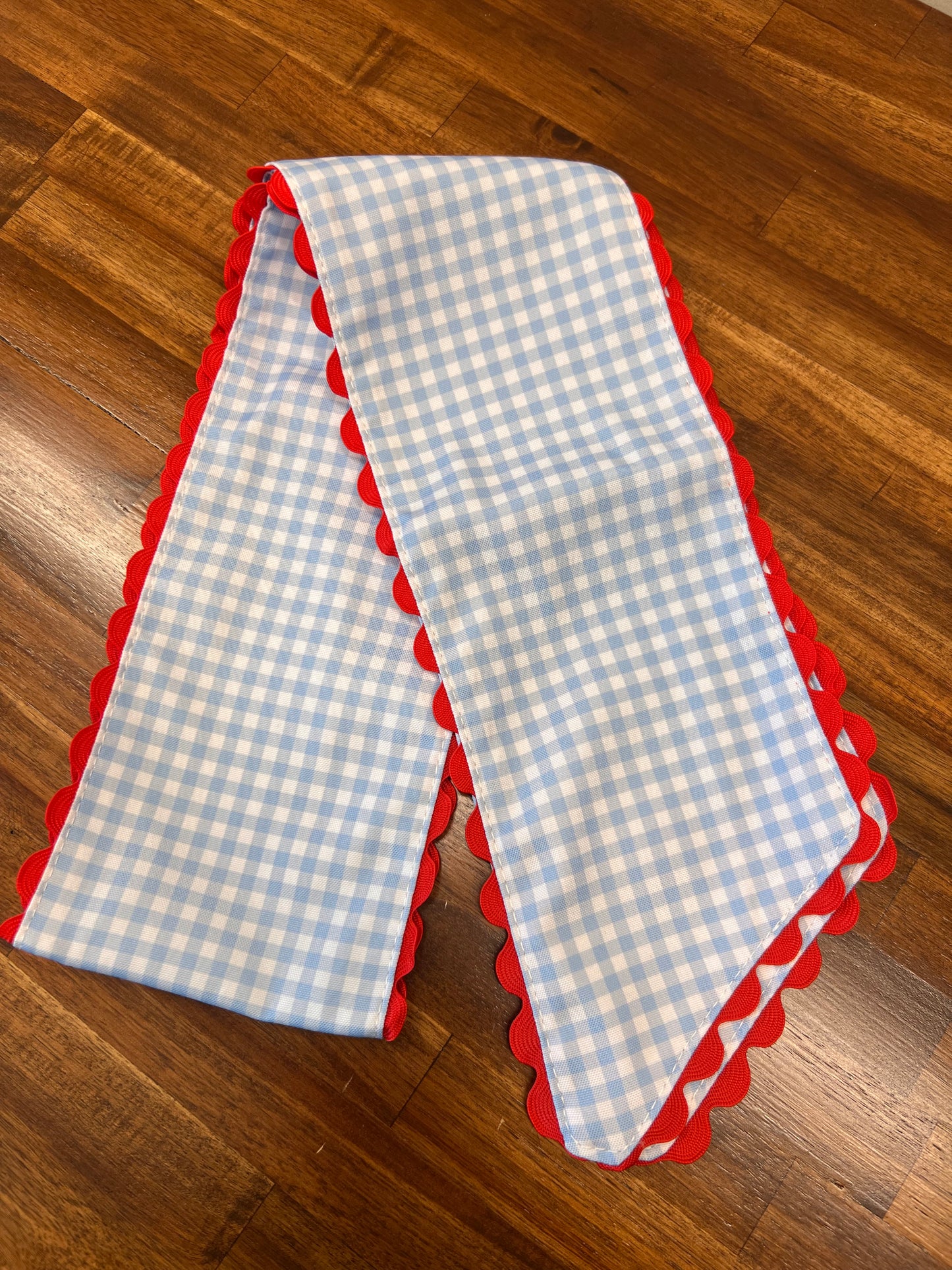 Gingham Ric Rac Wreath Sash with Monogram