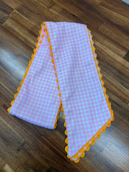 Gingham Ric Rac Wreath Sash with Monogram