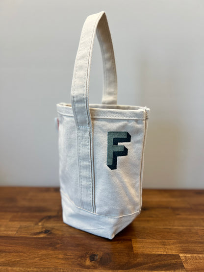 Canvas Double Wine Tote - Block Shadow Single Initial