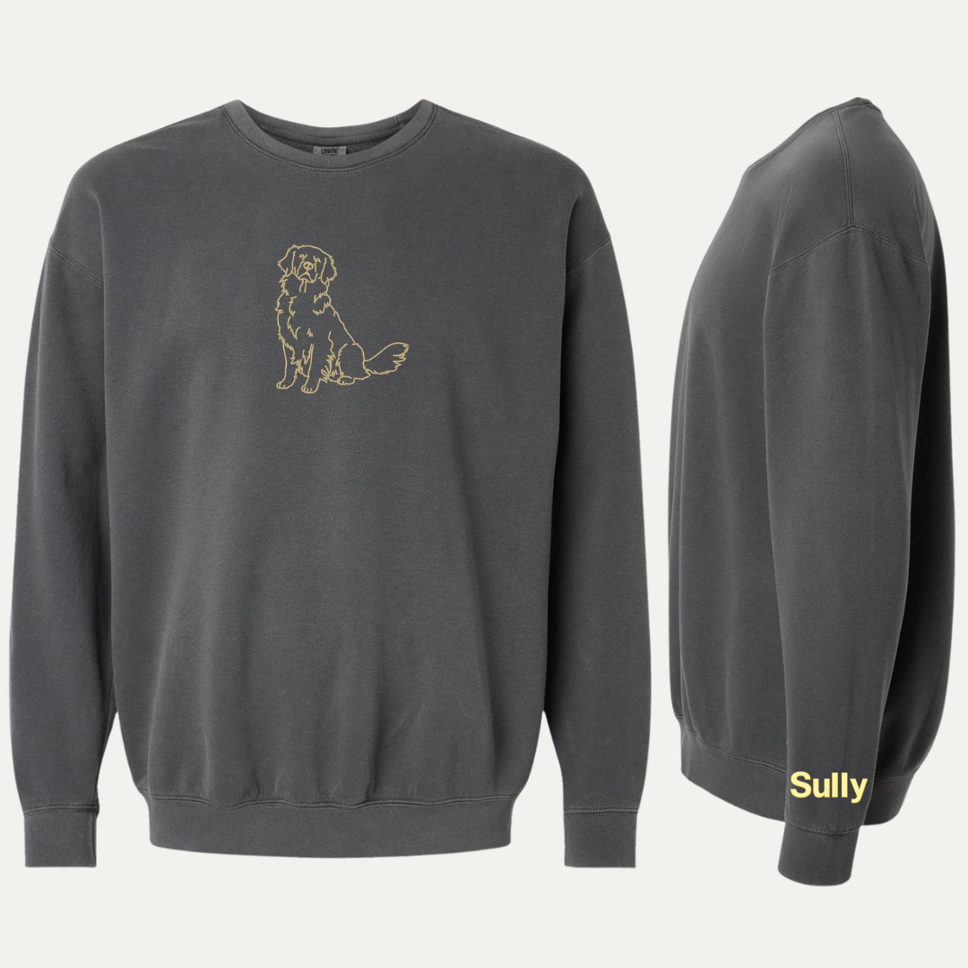 Golden Retriever Line Art - Custom Sleeve Name
