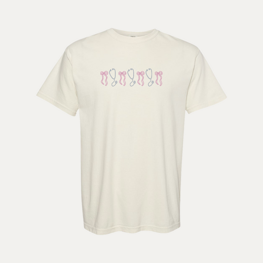 stethoscope & bows tee