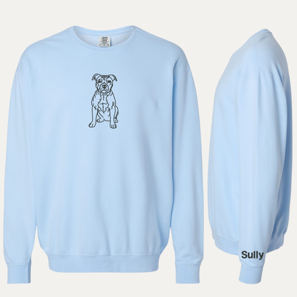Pitbull Line Art - Custom Sleeve Name