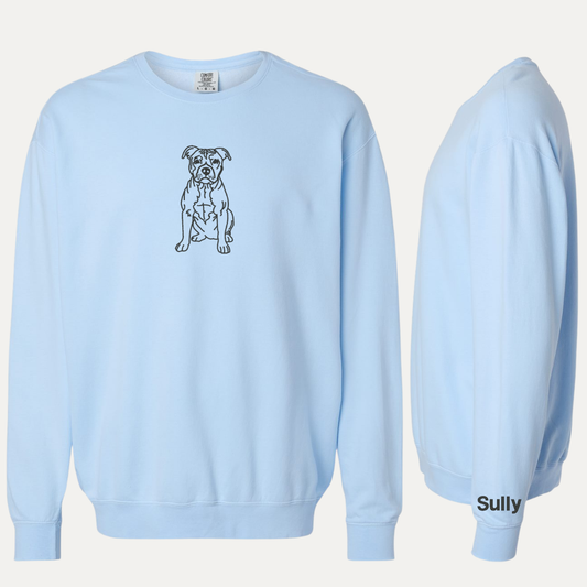 Pitbull Line Art - Custom Sleeve Name